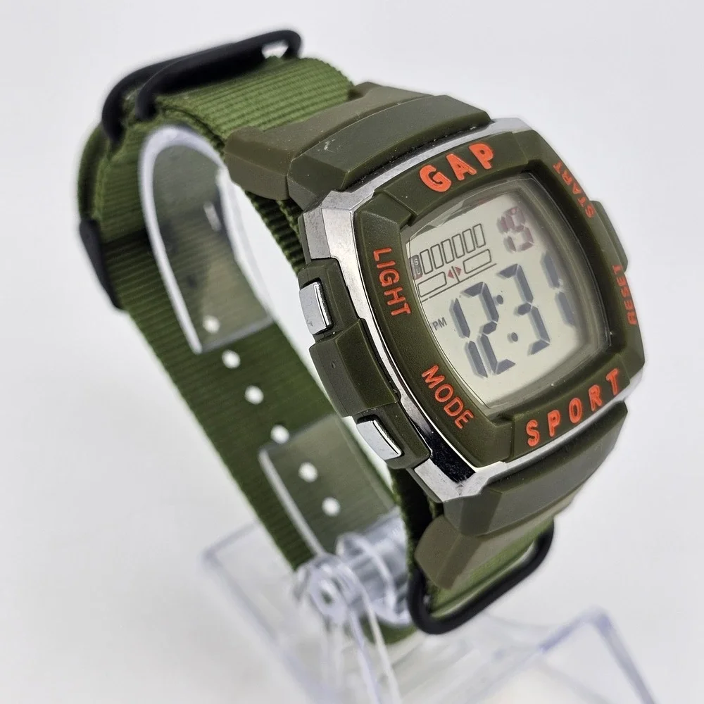 VTG Gap Sport Men's Digital Watch 45MM‎ New Army Green Nylon Band New Battery